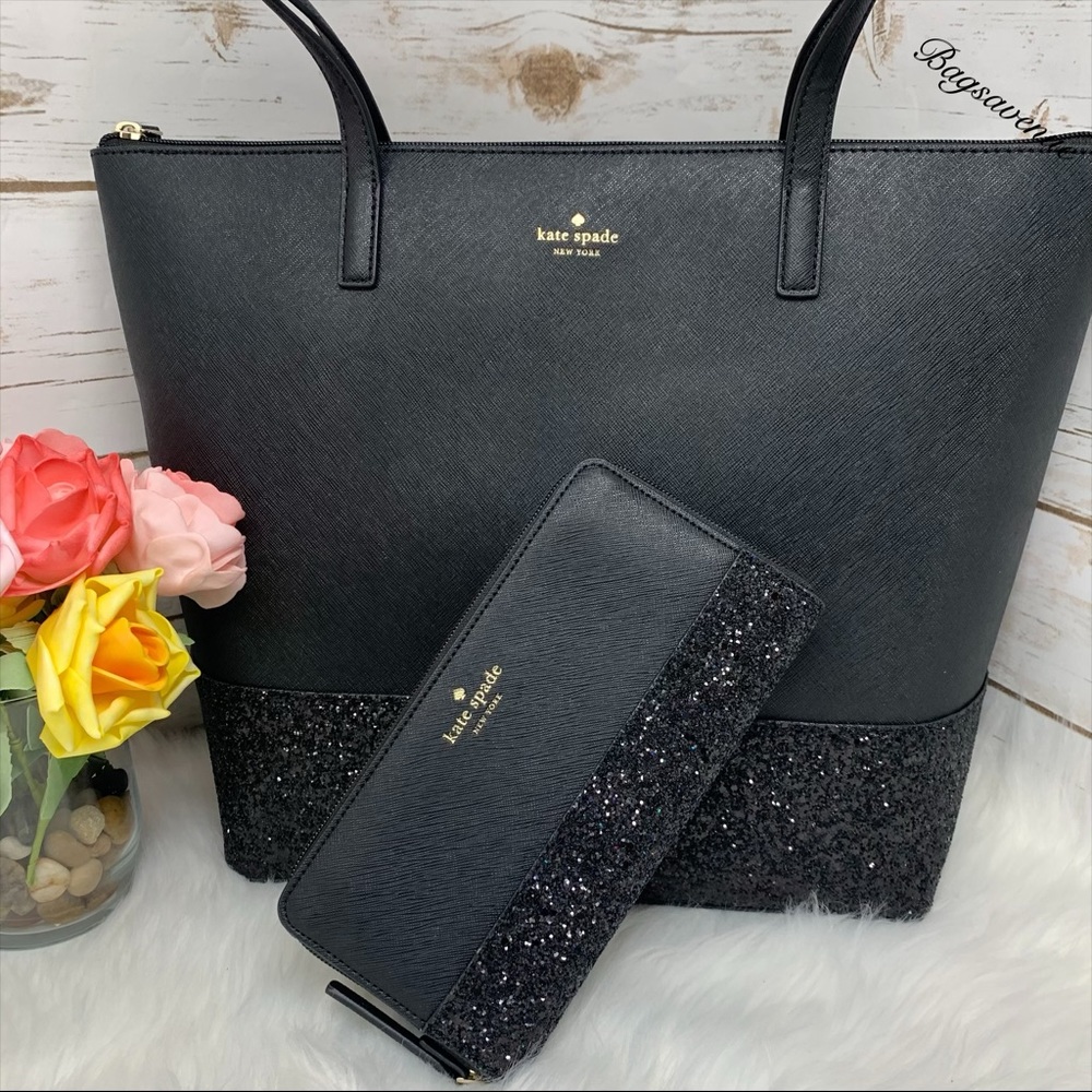 #bagsavenue  Glitter Kate spade penny Greta tote wallet set